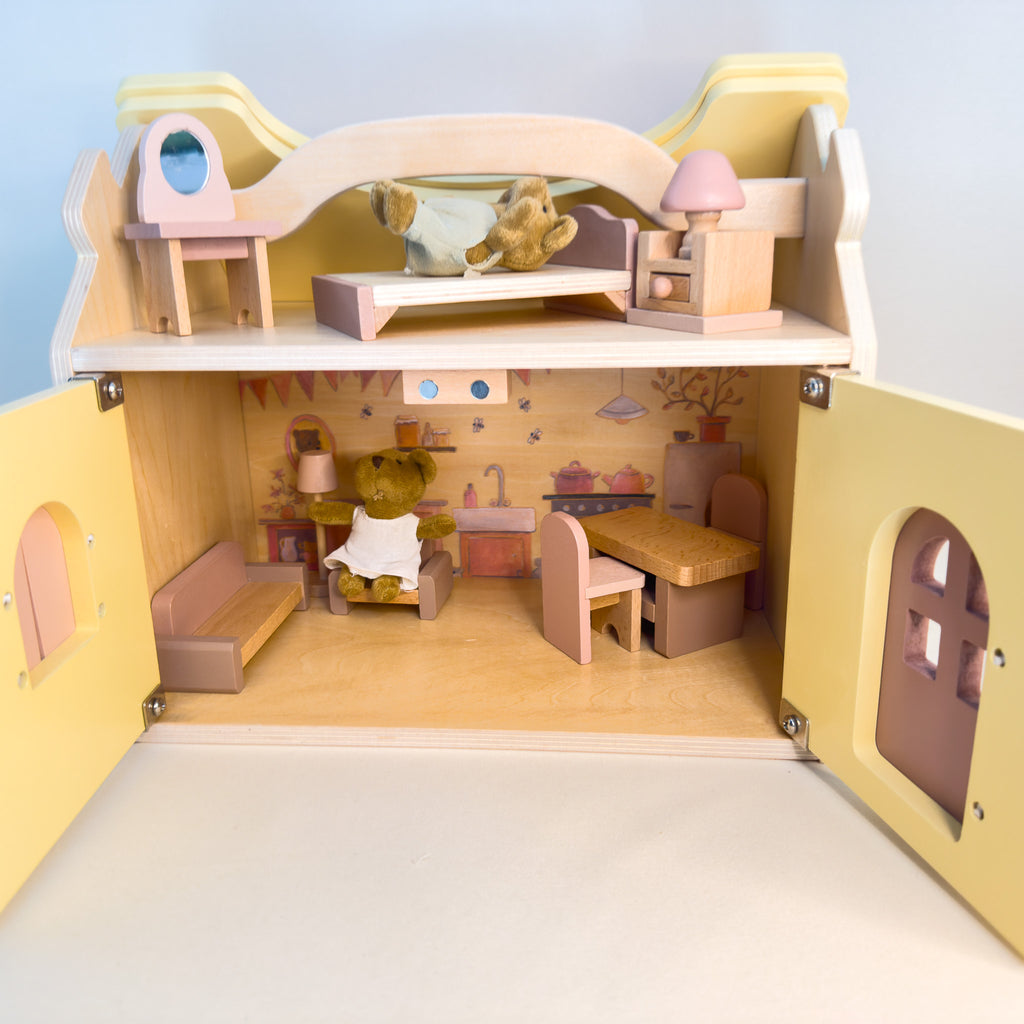 Montessori Take-along Play House with Plush Bears
