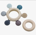 Teether Silicone/Wood Round Rainbow