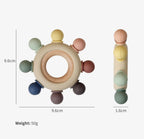 Teether Silicone/Wood Round Rainbow