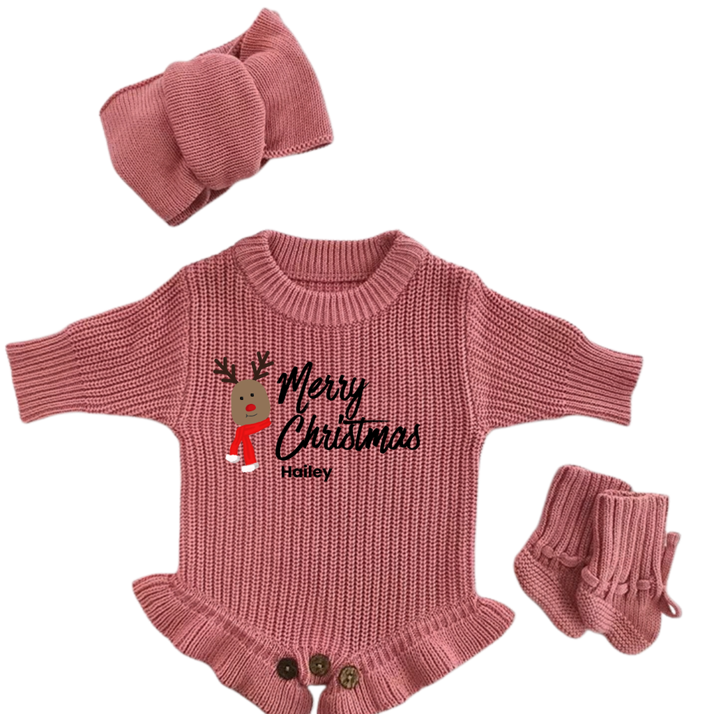 Rudolph First Christmas Personalized Romper