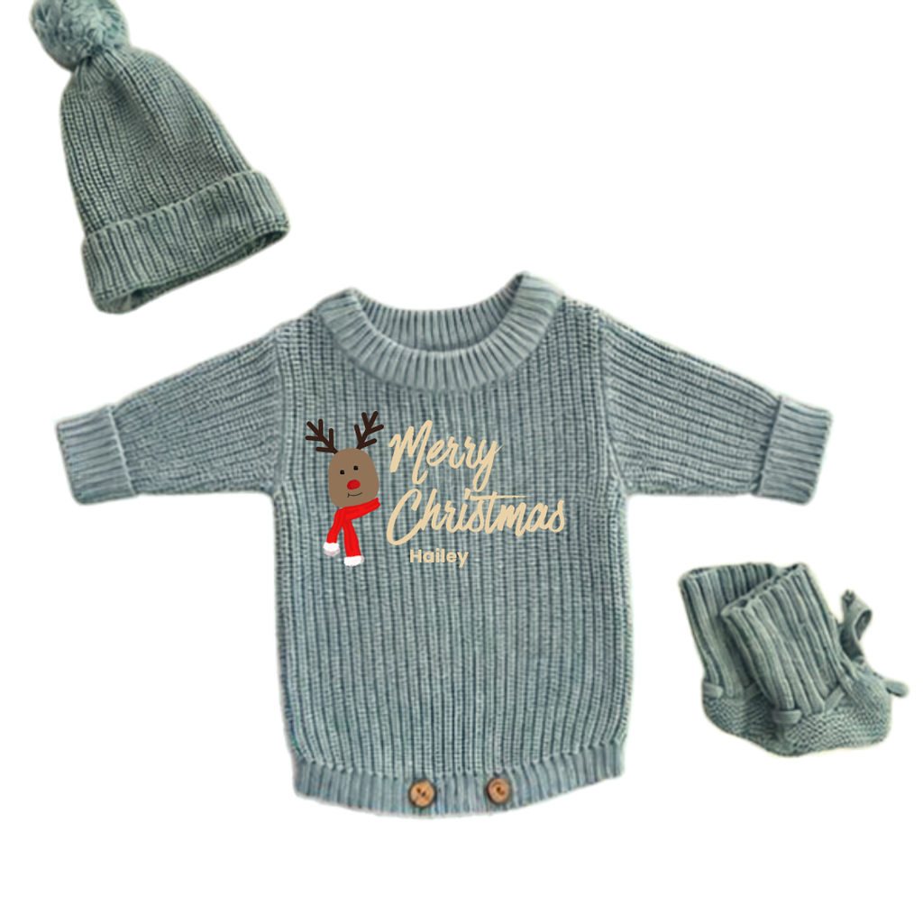 Rudolph First Christmas Personalized Romper