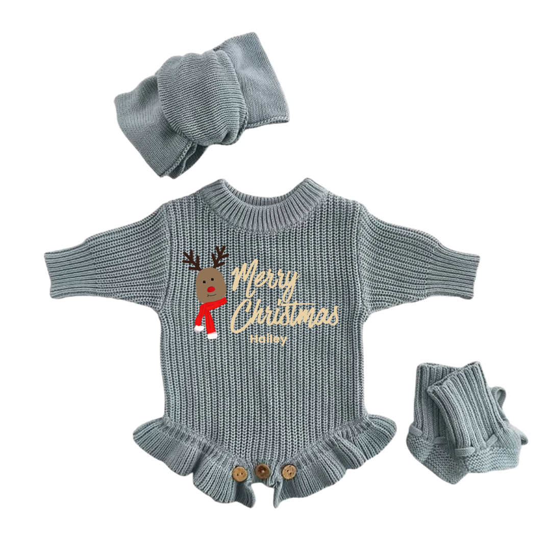Rudolph First Christmas Personalized Romper
