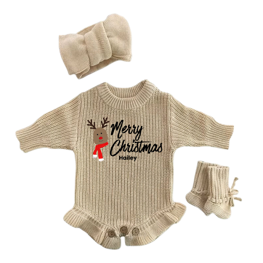 Rudolph First Christmas Personalized Romper