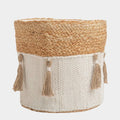 Storage Bin - Cotton/Jute with Tassels