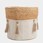 Storage Bin - Cotton/Jute with Tassels