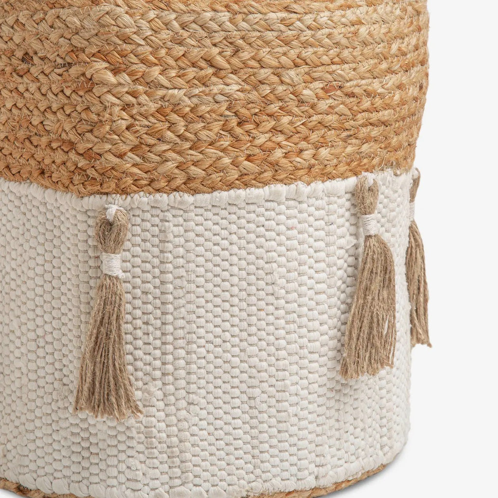 Storage Bin - Cotton/Jute with Tassels