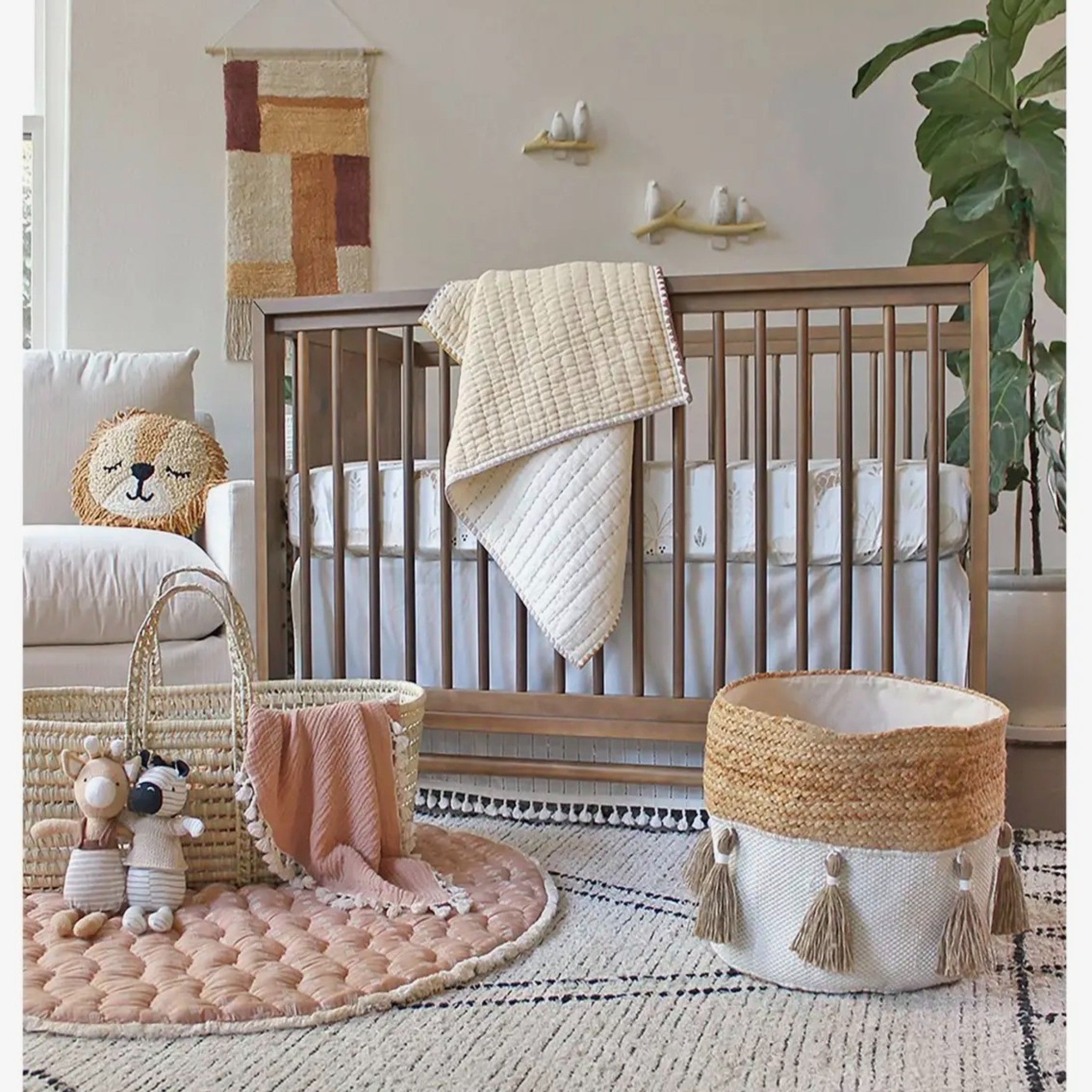 Storage Bin - Cotton/Jute with Tassels