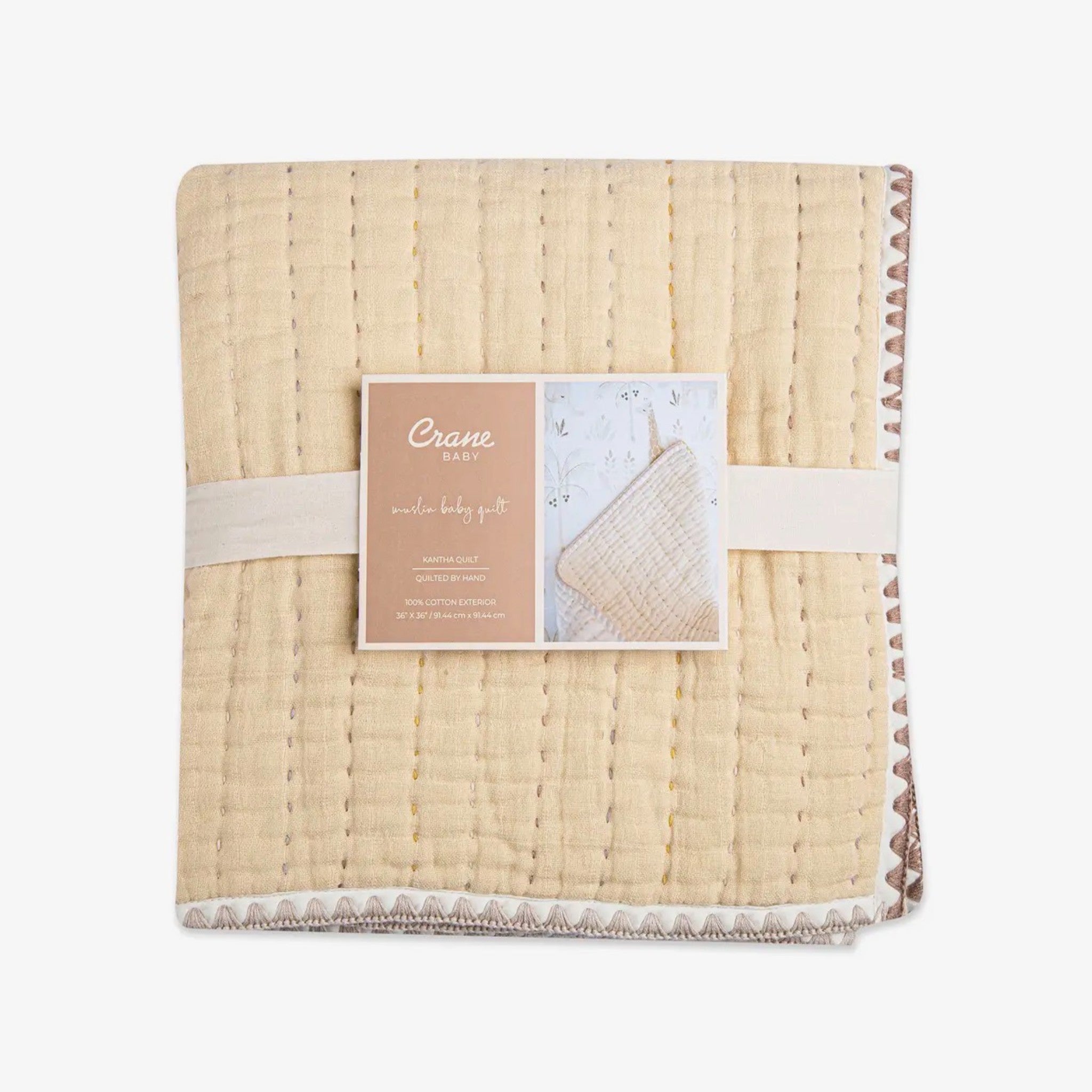 Crib Blanket two sided with Details - kendi/Gold and Cream